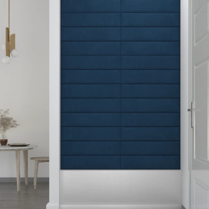 Wandpanelen 12 st 1,08 m² 60x15 cm fluweel blauw