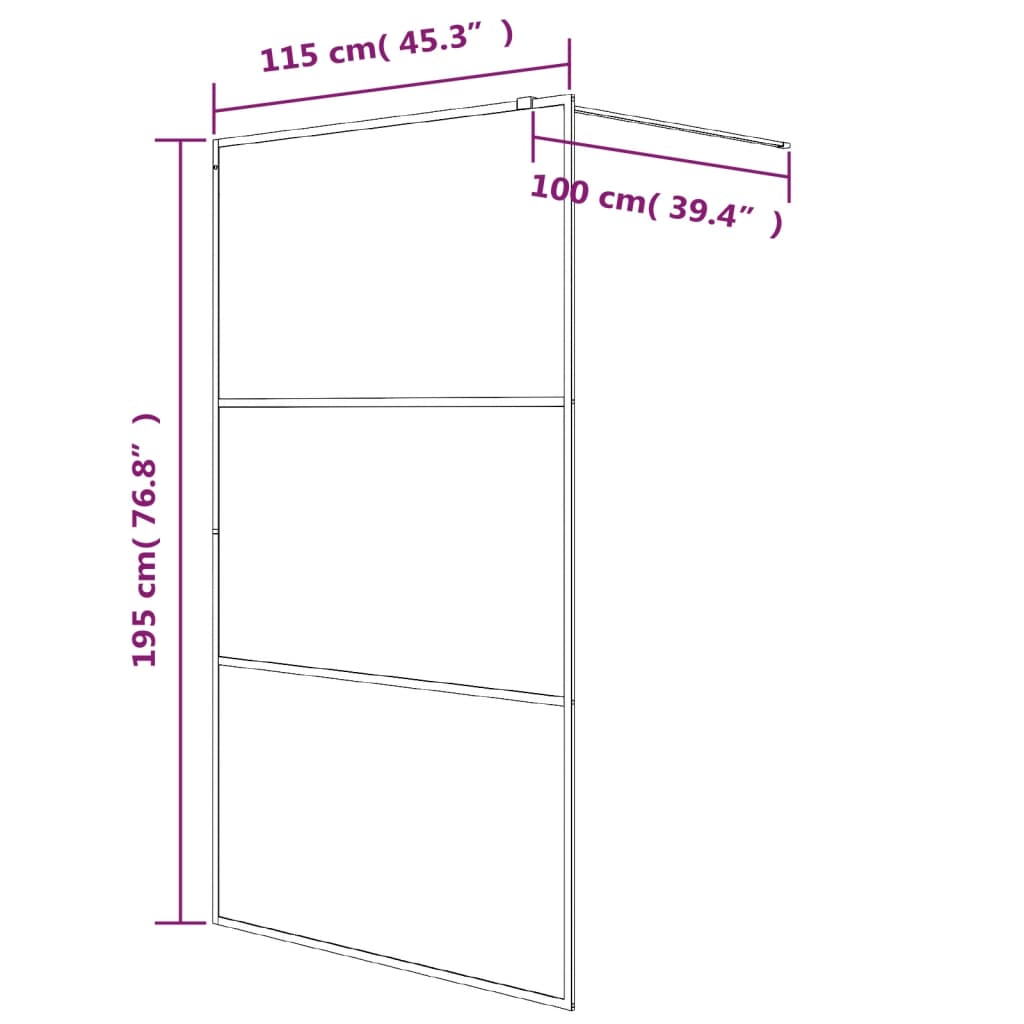 Inloopdouchewand 115x195 cm transparant ESG-glas zilverkleurig