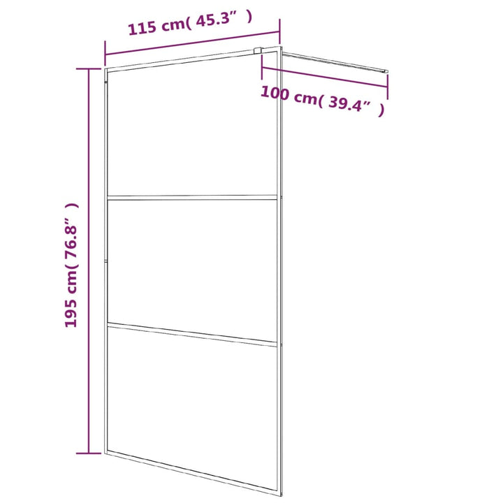 Inloopdouchewand 115x195 cm transparant ESG-glas zilverkleurig