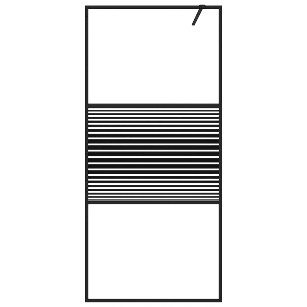 Inloopdouchewand 90x195 cm transparant ESG-glas zwart