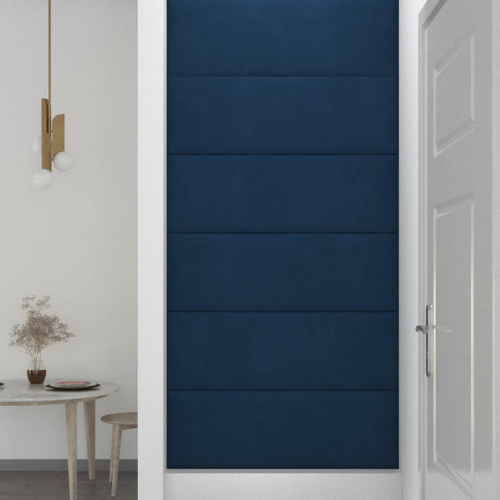 Wandpanelen 12 st 3,24 m² 90x30 cm fluweel blauw