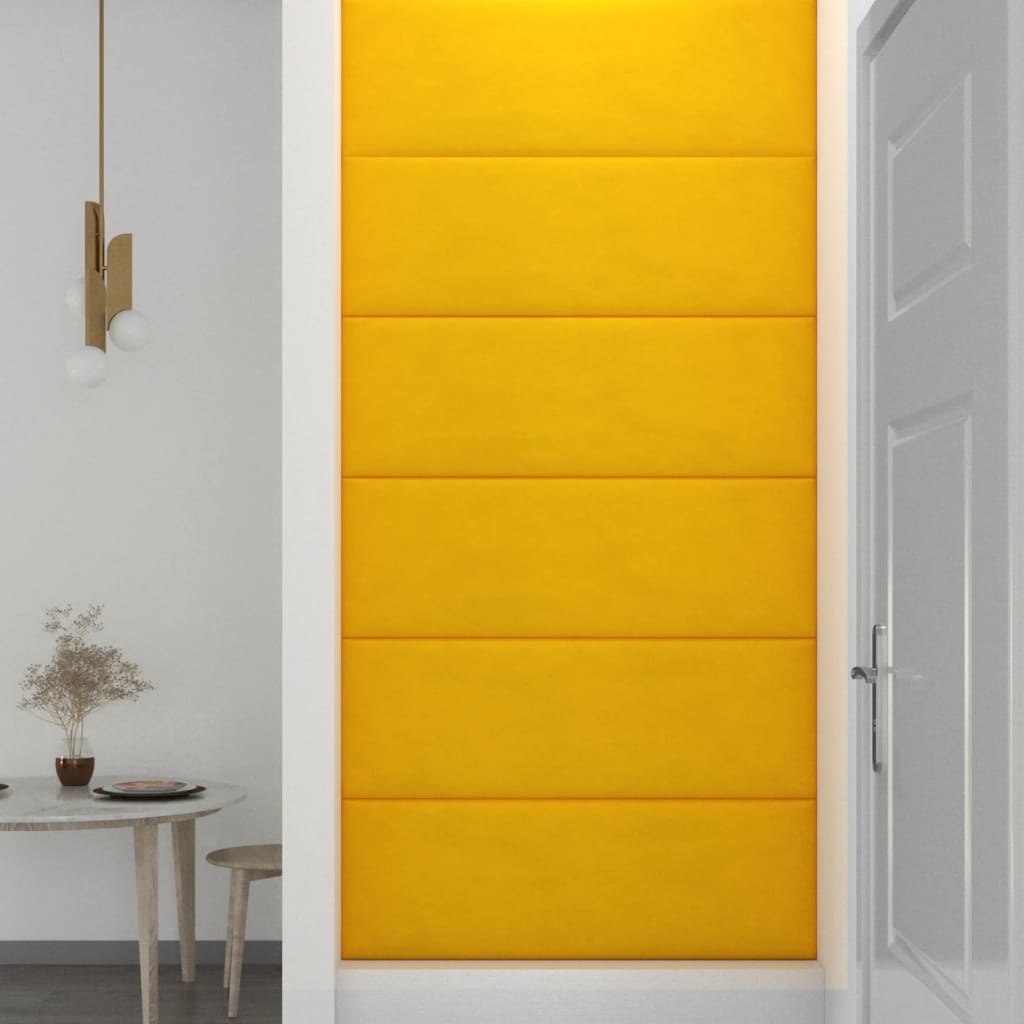 Wandpanelen 12 st 3,24 m² 90x30 cm fluweel geel