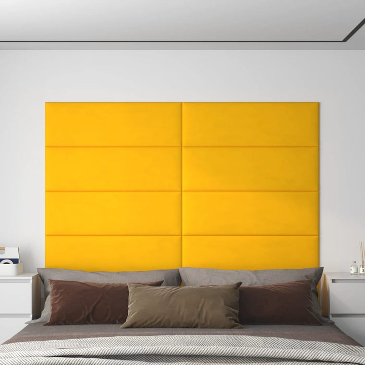 Wandpanelen 12 st 3,24 m² 90x30 cm fluweel geel