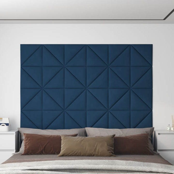 Wandpanelen 12 st 0,54 m² 30x30 cm fluweel blauw