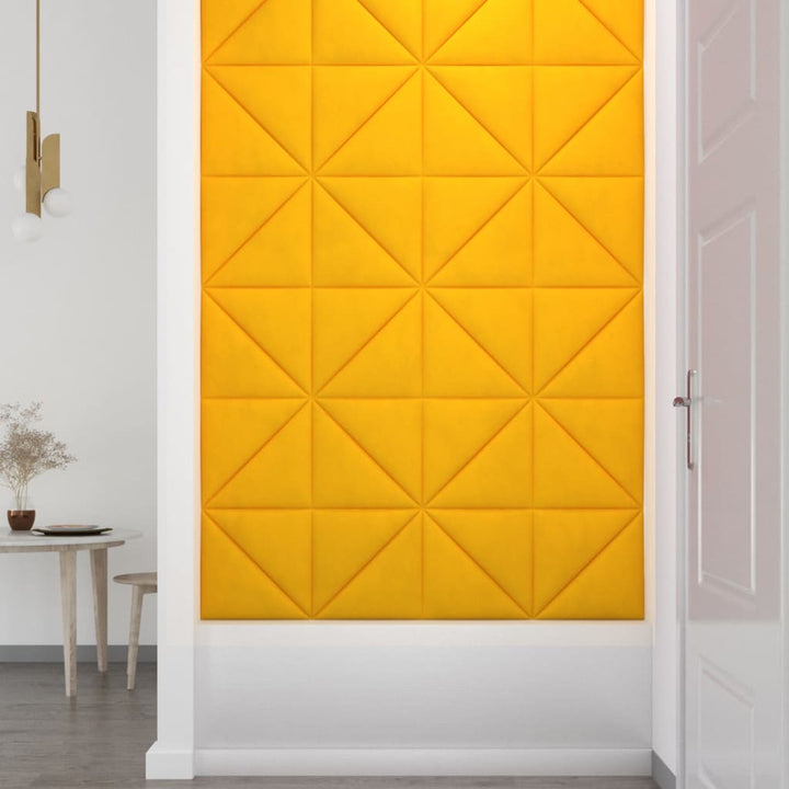 Wandpanelen 12 st 0,54 m² 30x30 cm fluweel geel