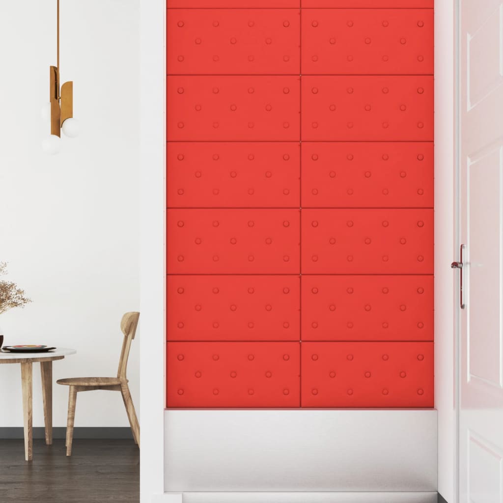 Wandpanelen 12 st 2,16 m² 60x30 cm kunstleer rood