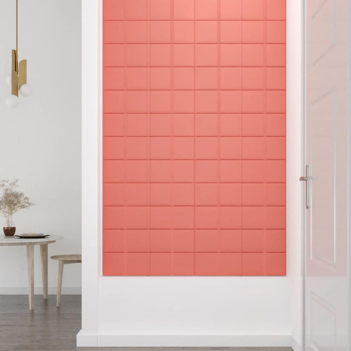 Wandpanelen 12 st 1,08 m² 60x15 cm fluweel roze