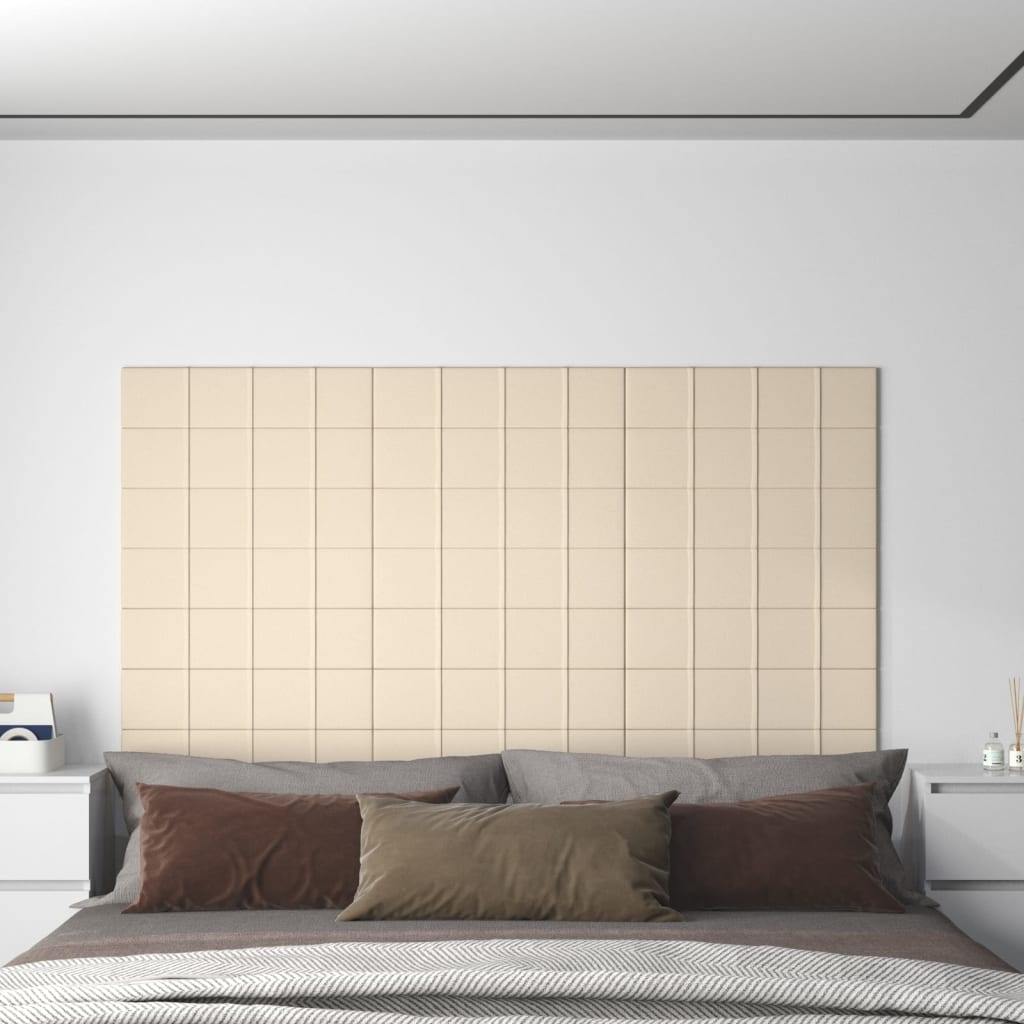 Wandpanelen 12 st 1,08 m² 60x15 cm fluweel crèmekleurig