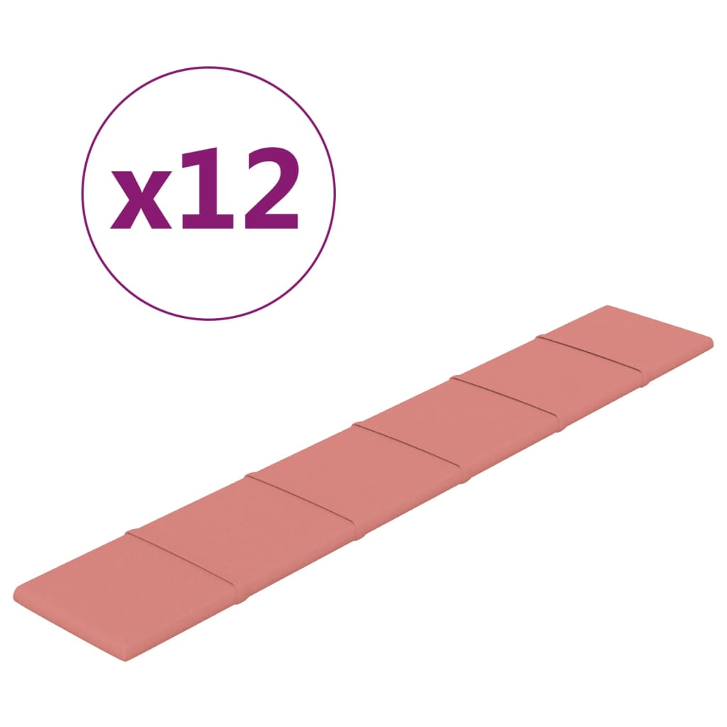 Wandpanelen 12 st 1,62 m² 90x15 cm fluweel roze