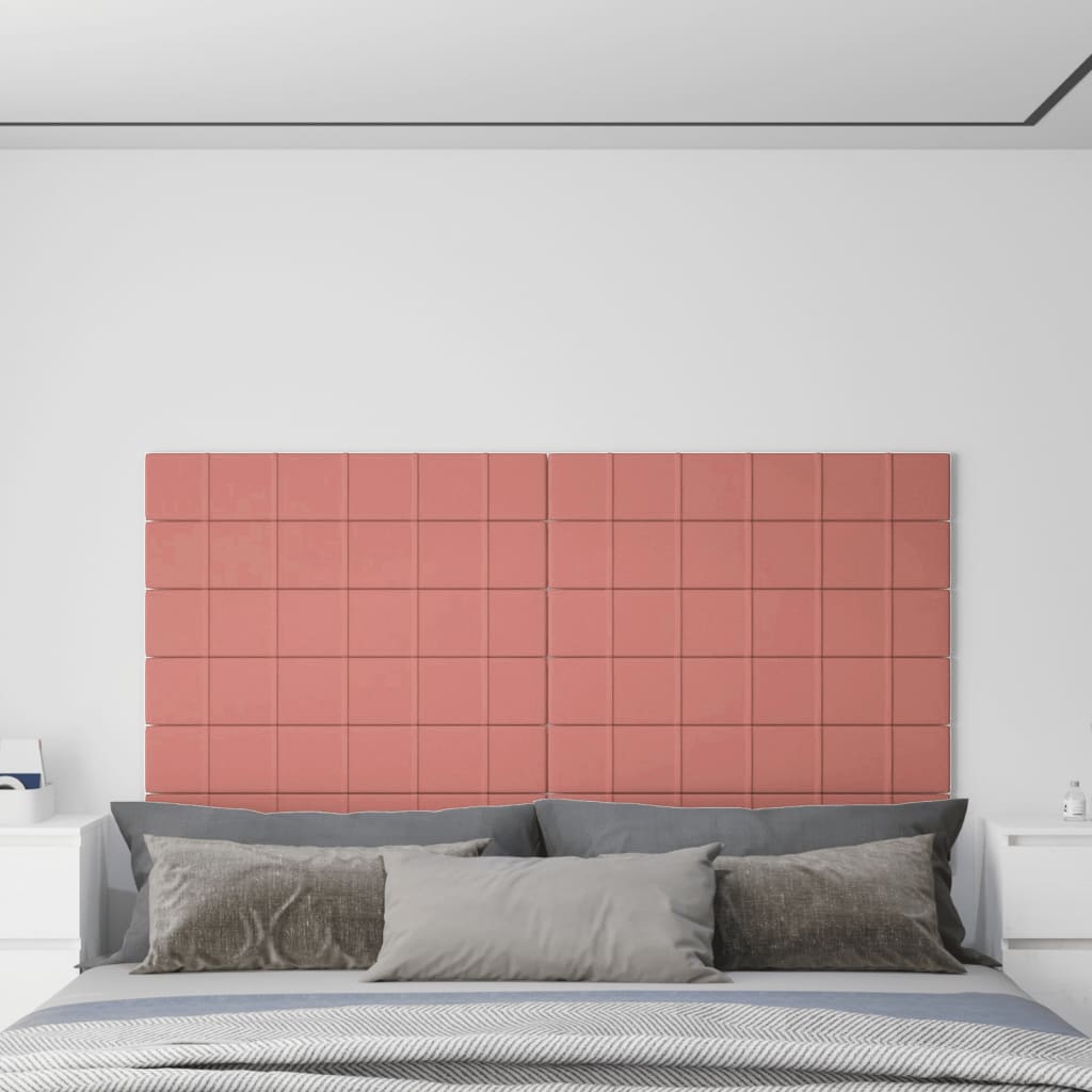 Wandpanelen 12 st 1,62 m² 90x15 cm fluweel roze