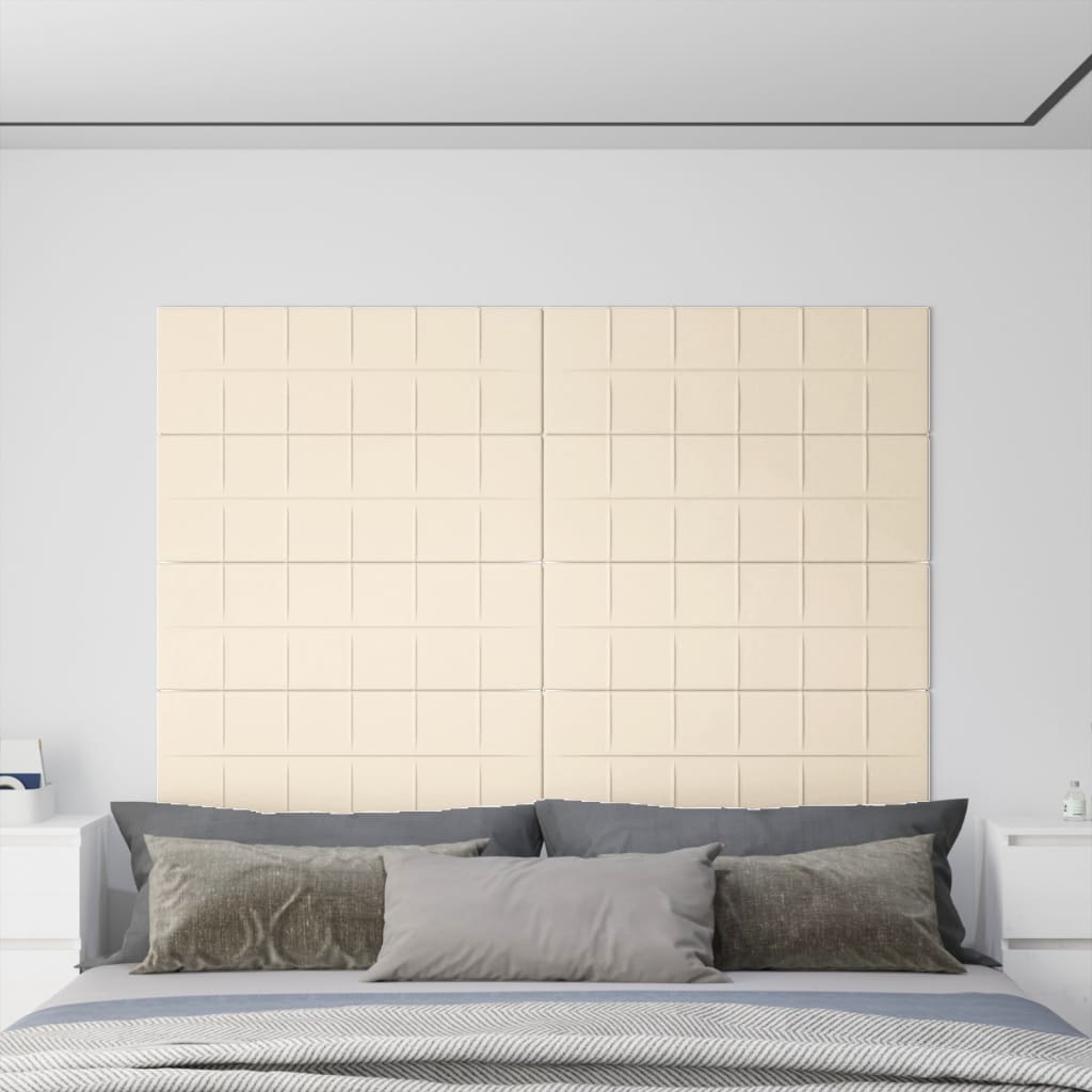 Wandpanelen 12 st 3,24 m² 90x30 cm fluweel crèmekleurig