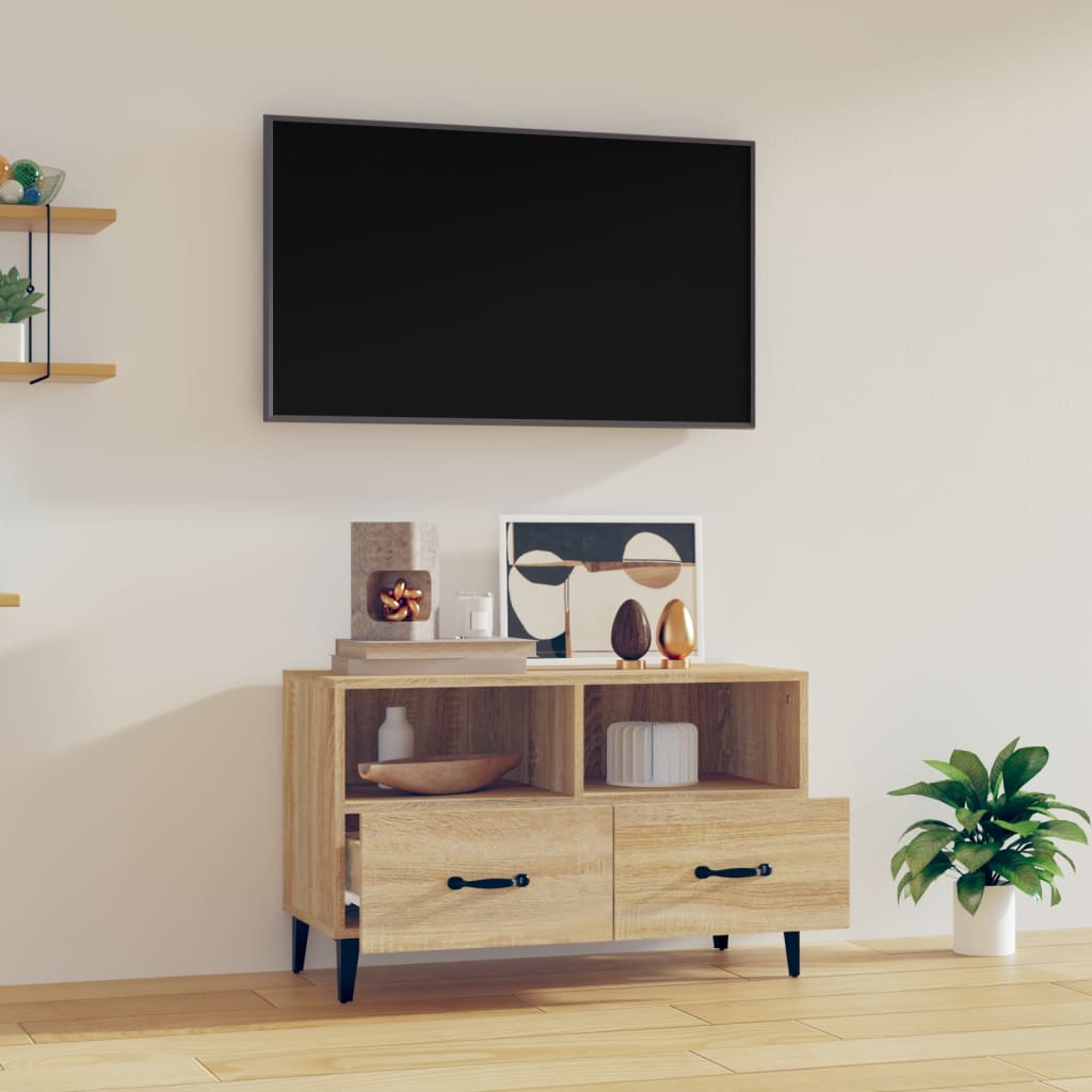 Tv-meubel 80x36x50 cm bewerkt hout sonoma eiken