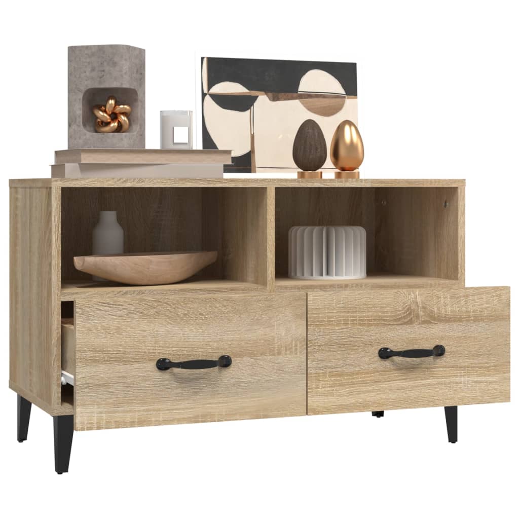 Tv-meubel 80x36x50 cm bewerkt hout sonoma eiken