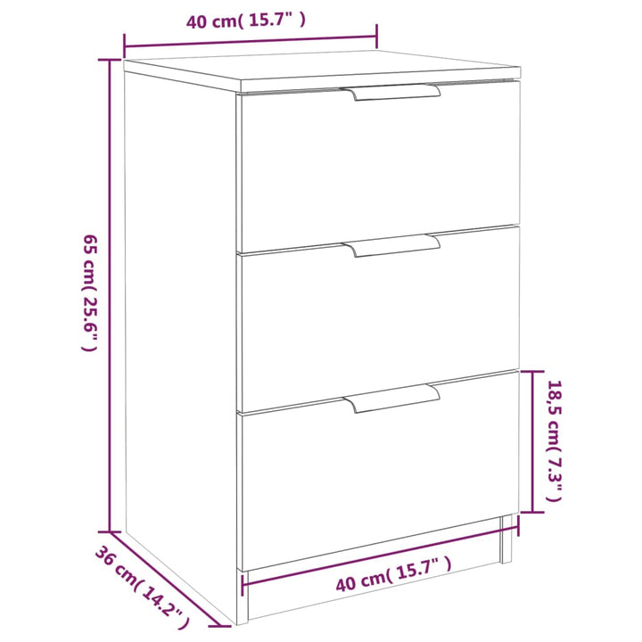 Nachtkastjes 2 st 40x36x65 cm bruin eikenkleur