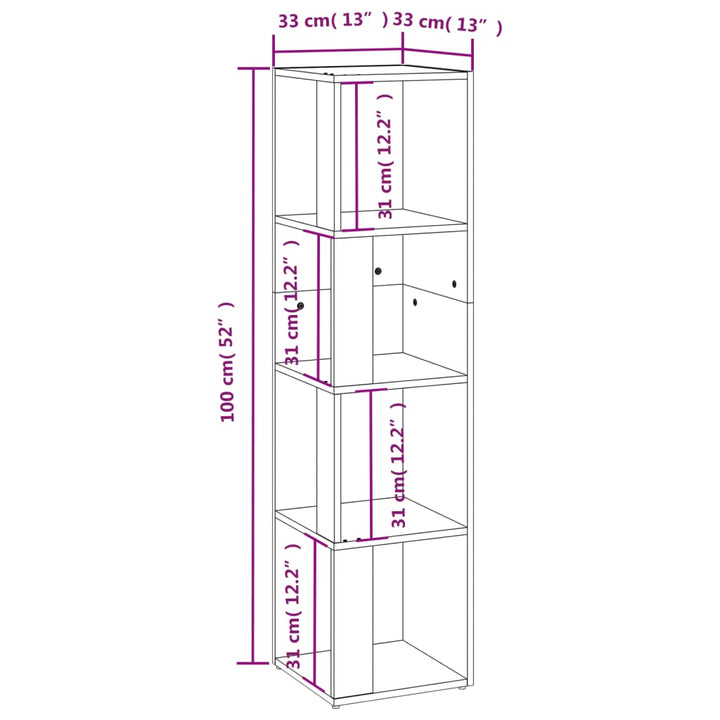 Hoekkast 33x33x132 cm bewerkt hout grijs sonoma eikenkleurig