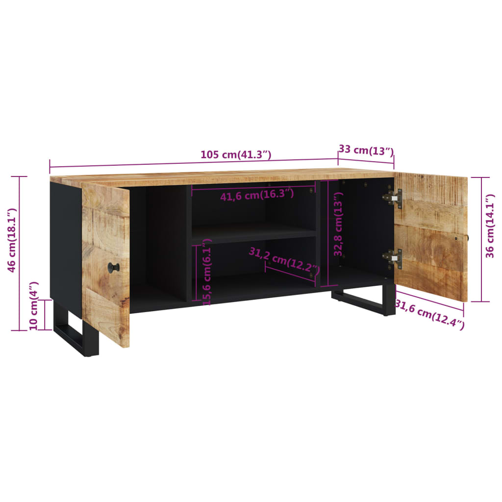 Tv-meubel 105x33x46cm massief mangohout