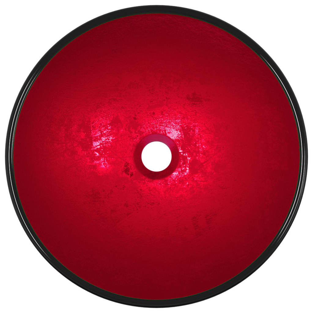 Wasbak 42x14 cm gehard glas rood