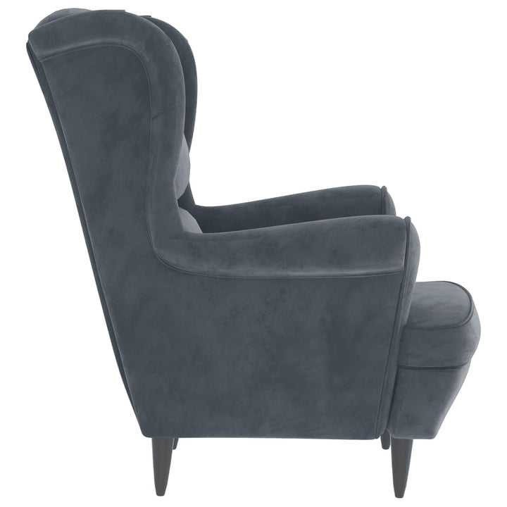 Fauteuil met voetenbank fluweel donkergrijs