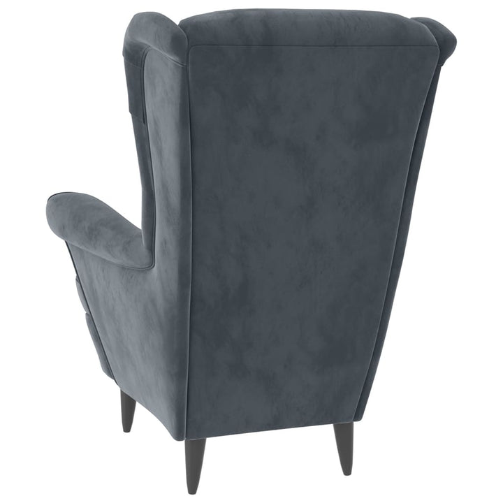 Fauteuil met voetenbank fluweel donkergrijs