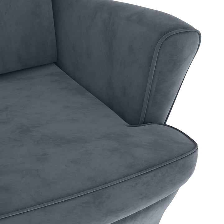 Fauteuil met voetenbank fluweel donkergrijs