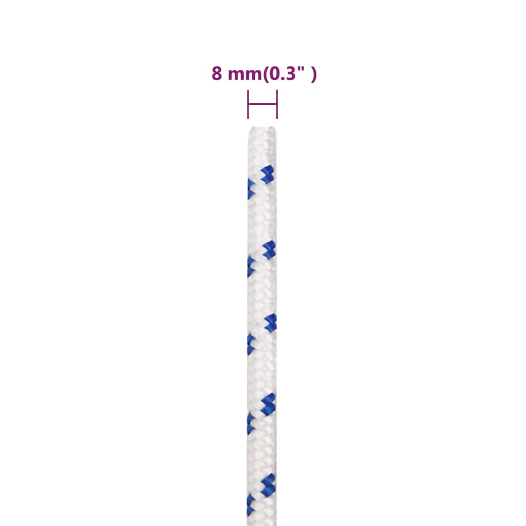 Boot touw 8 mm 25 m polypropyleen wit