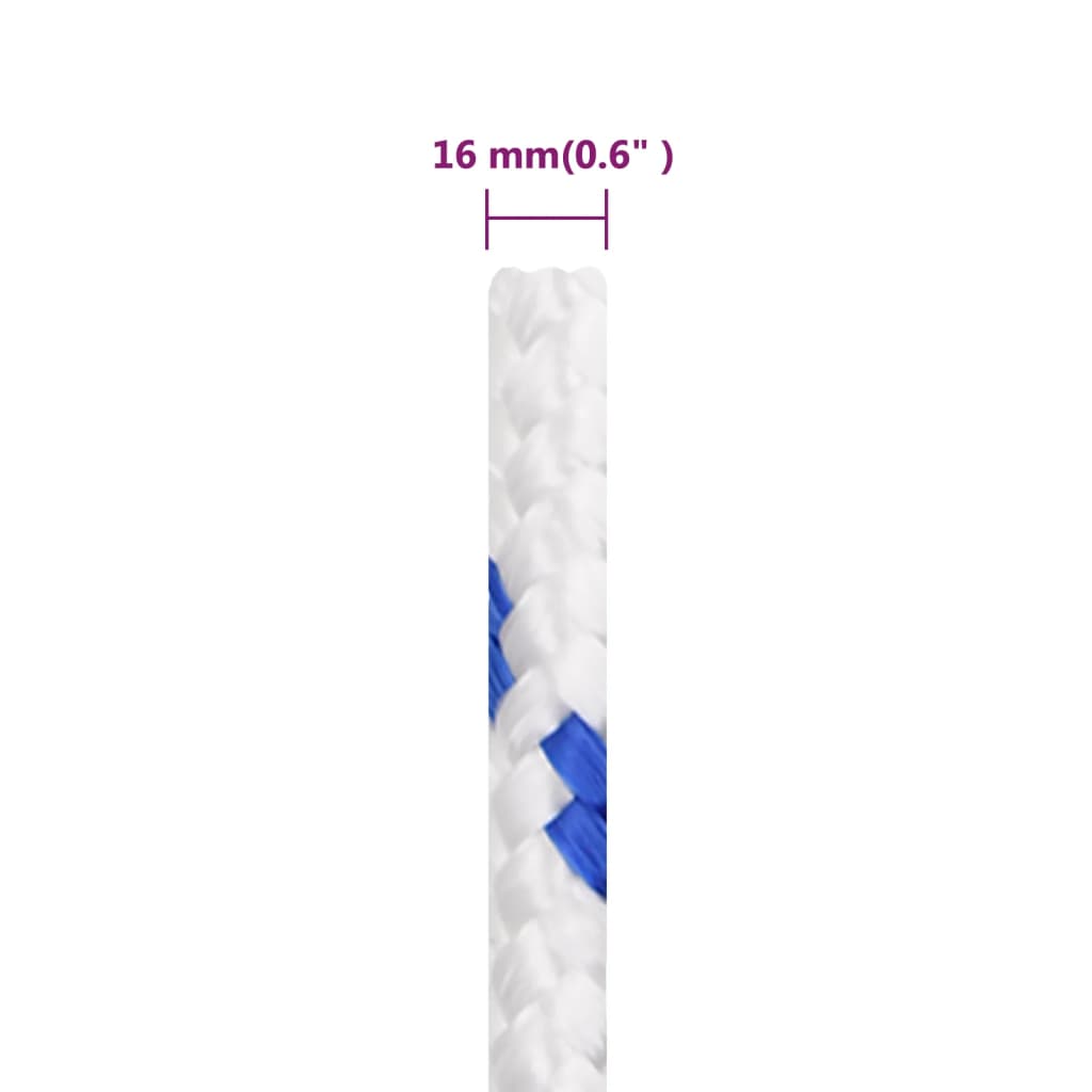 Boot touw 16 mm 25 m polypropyleen wit