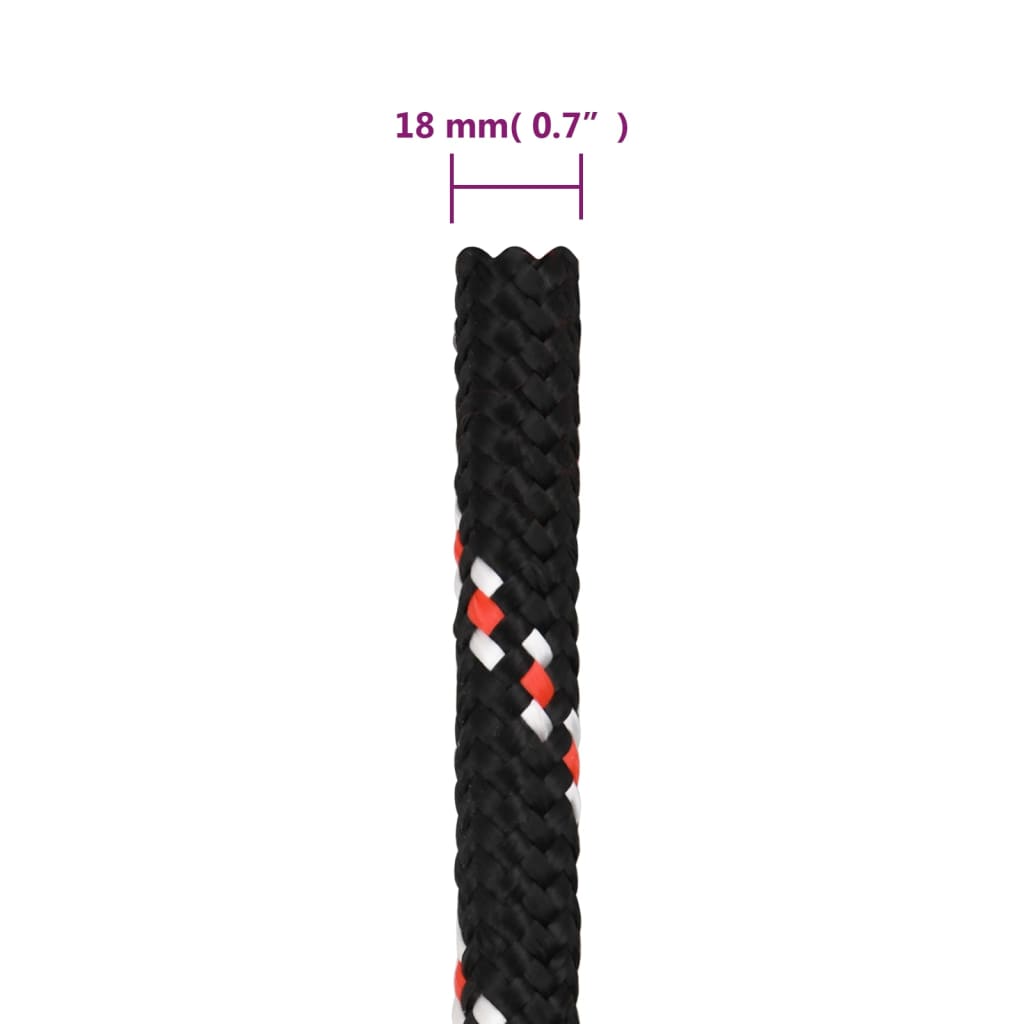 Boot touw 18 mm 25 m polypropyleen zwart