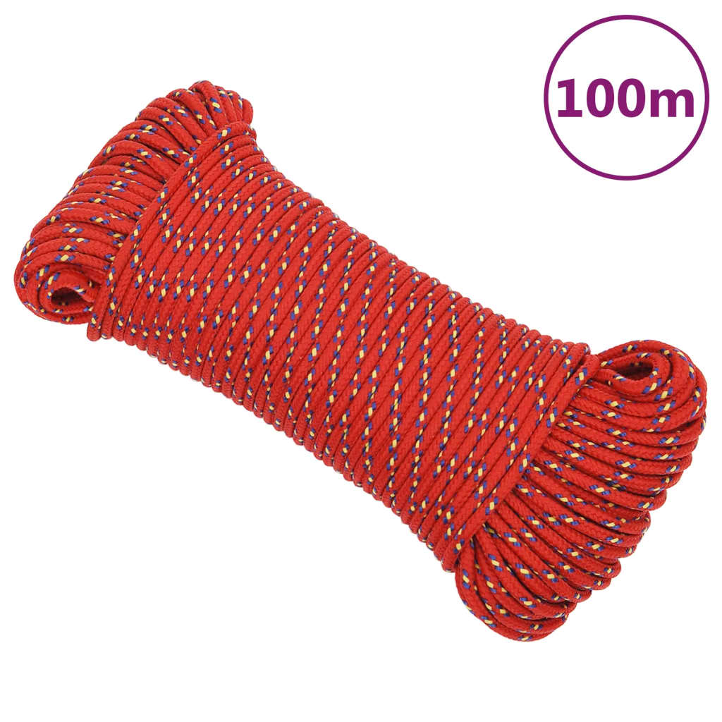 Boottouw 5 mm 100 m polypropyleen rood