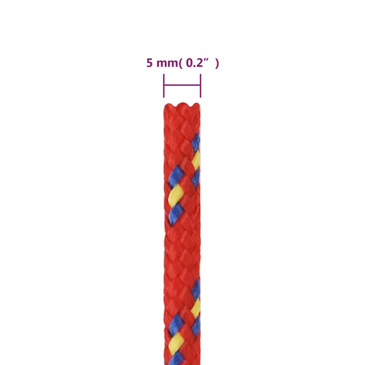 Boottouw 5 mm 100 m polypropyleen rood