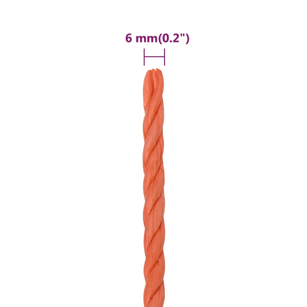 Werktouw 6 mm 250 m polypropeen oranje