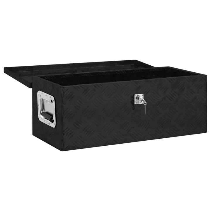 Opbergbox 70x31x27 cm aluminium zwart