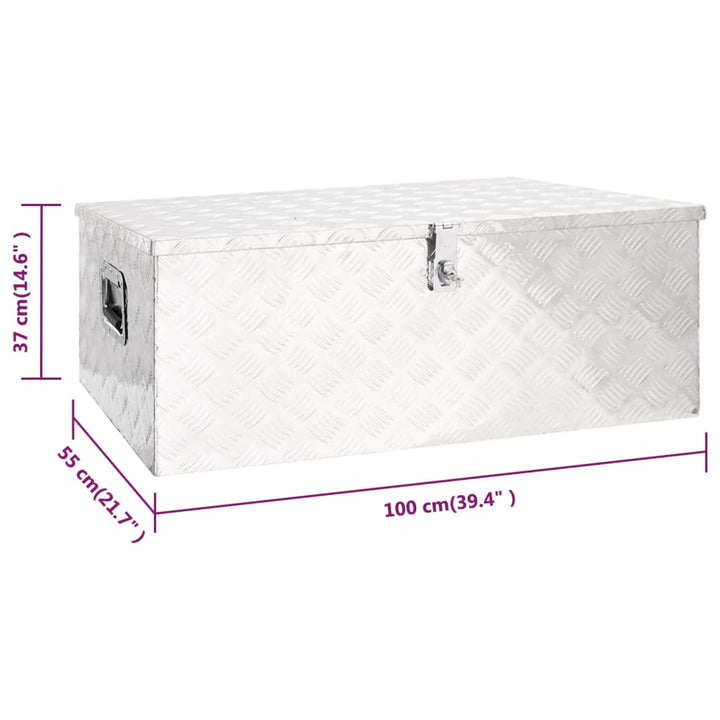 Opbergbox 100x55x37 cm aluminium zilverkleurig