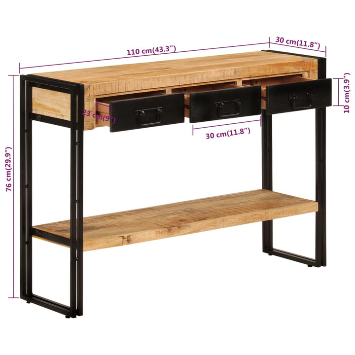 Wandtafel 110x30x76 cm massief mangohout