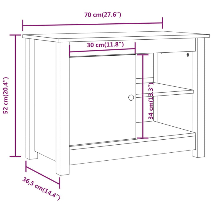 Tv-meubel 70x36,5x52 cm massief groenhout