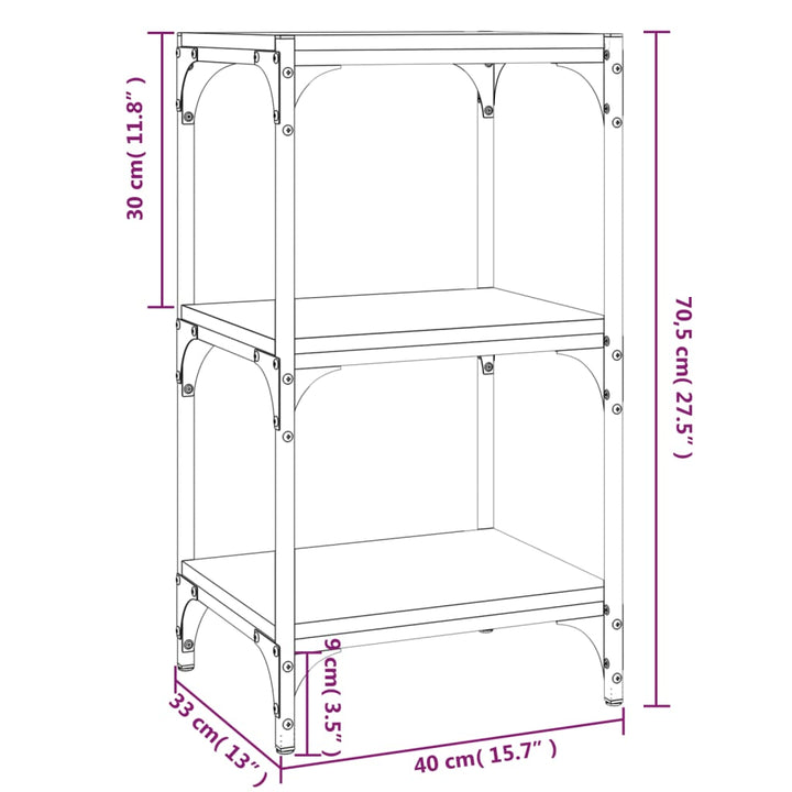 Boekenkast 40x33x70,5 cm bewerkt hout en staal Sonoma eiken