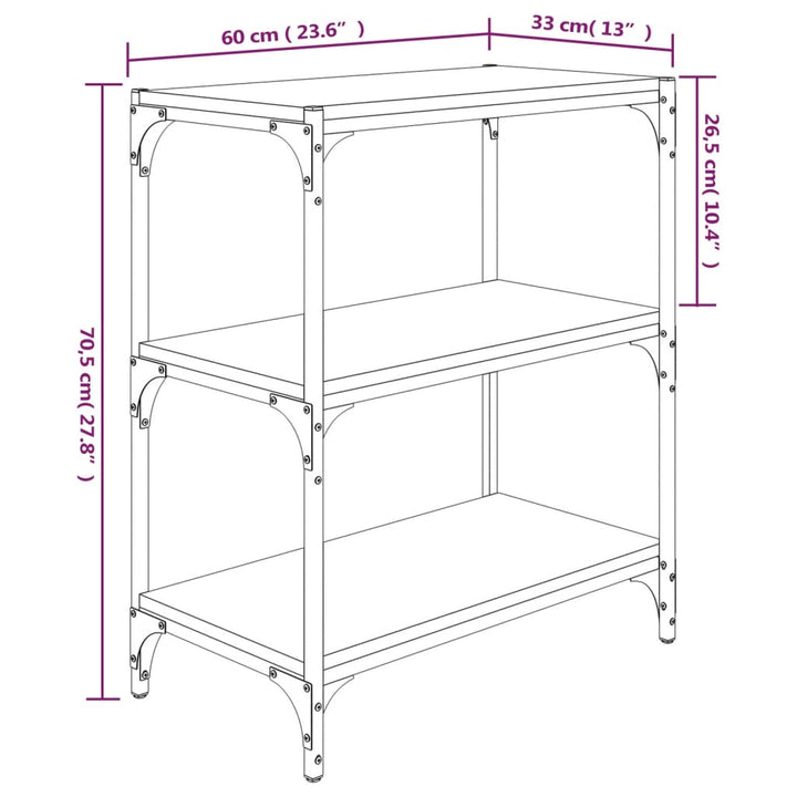 Boekenkast 60x33x70,5 cm bewerkt hout en staal gerookt eiken