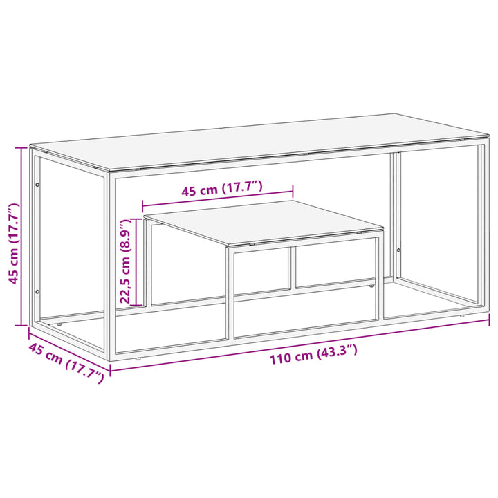 Salontafel roestvrijstaal en gehard glas goudkleurig