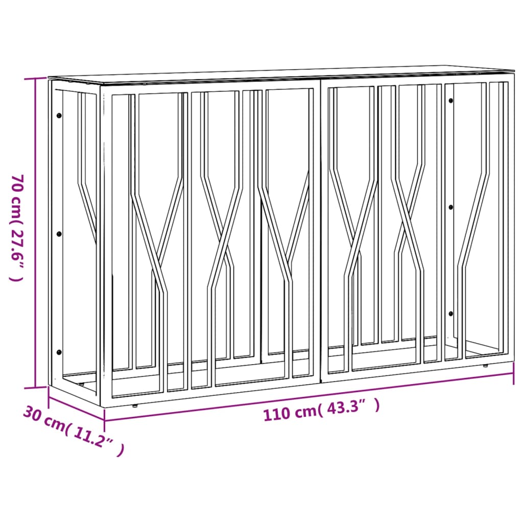 Wandtafel 110x30x70 cm roestvrij staal en glas