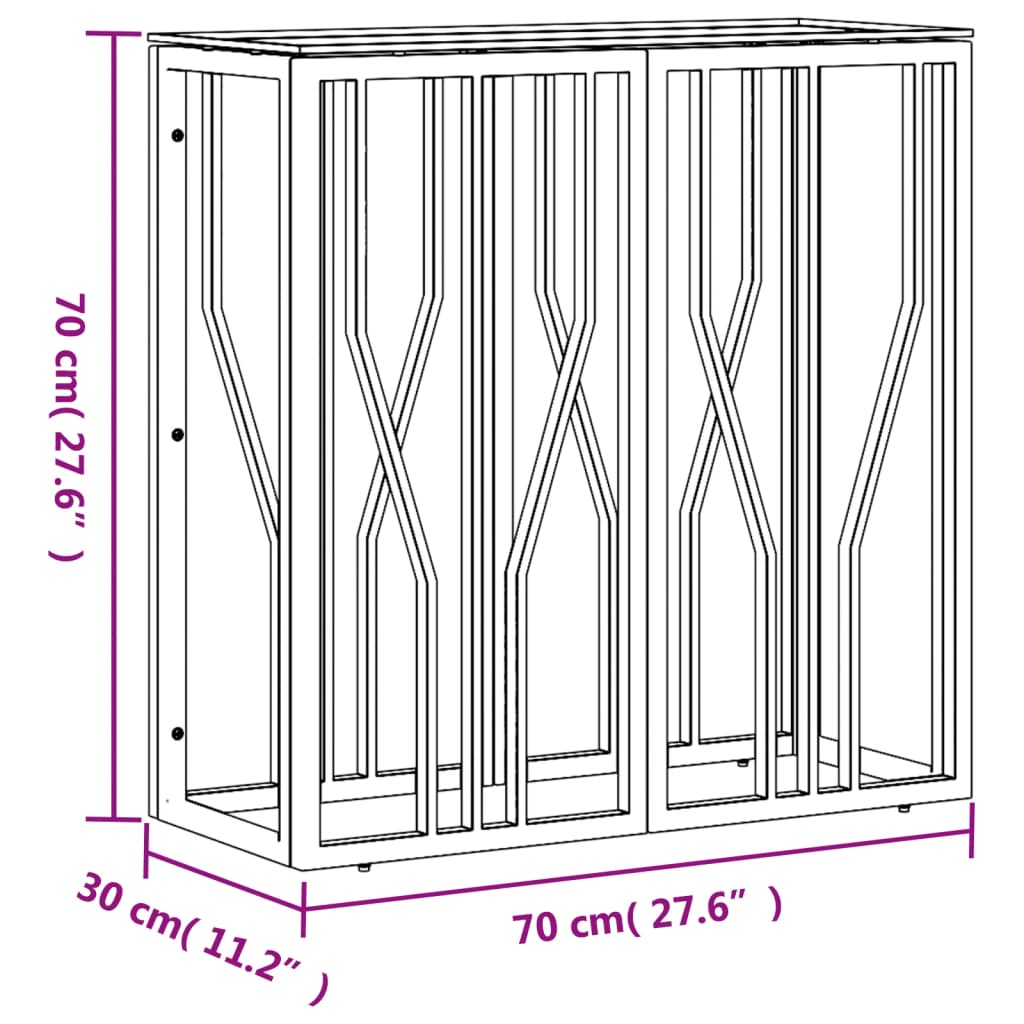 Wandtafel 70x30x70 cm roestvrij staal en glas