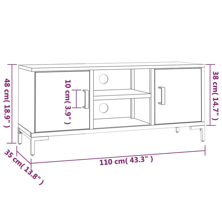 Tv-meubel 110x35x48 cm massief grenenhout bruin