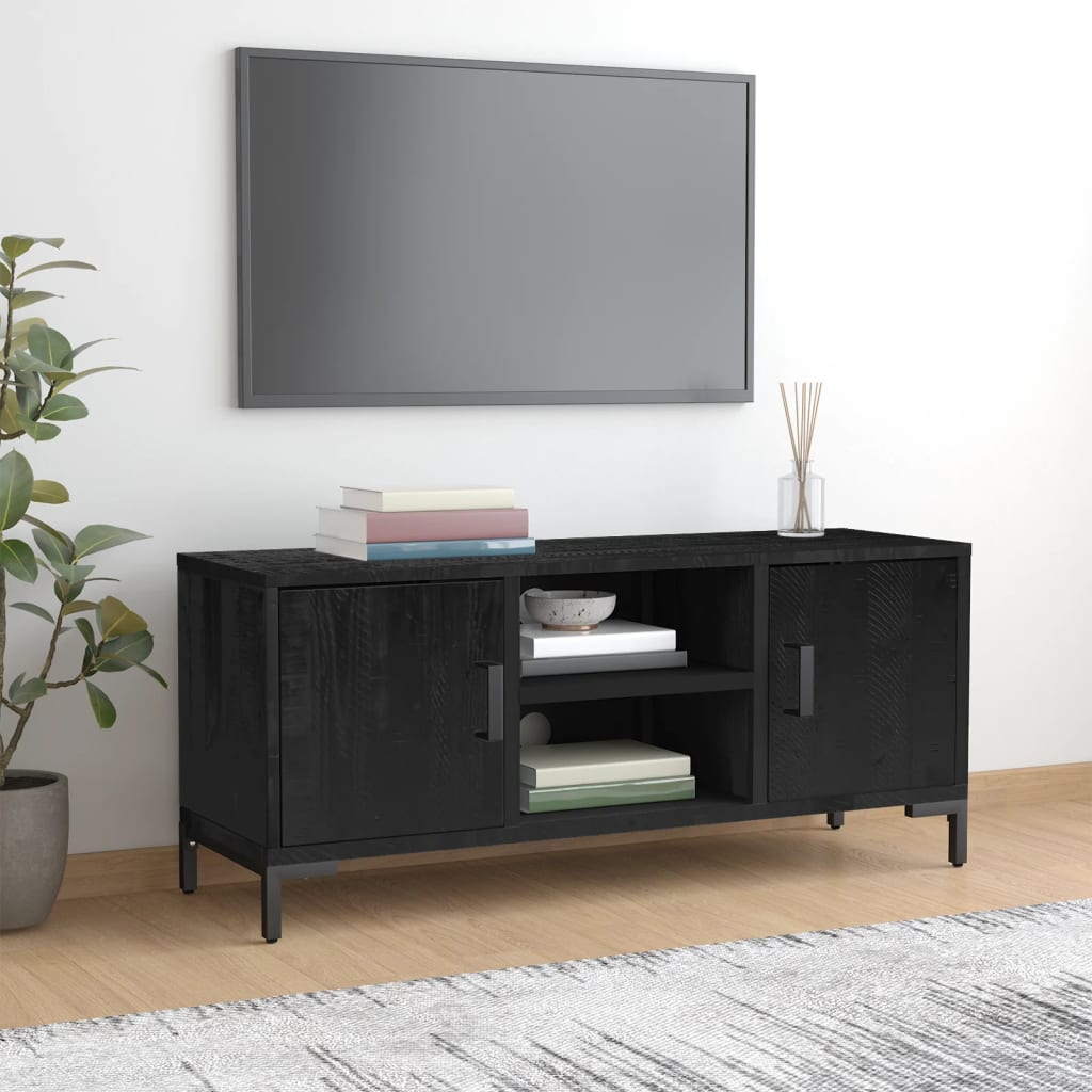 Tv-meubel 110x35x48 cm massief grenenhout zwart