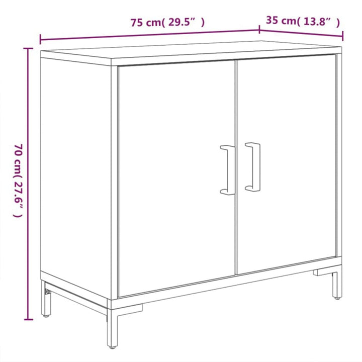 Dressoir 75x35x70 cm massief grenenhout zwart