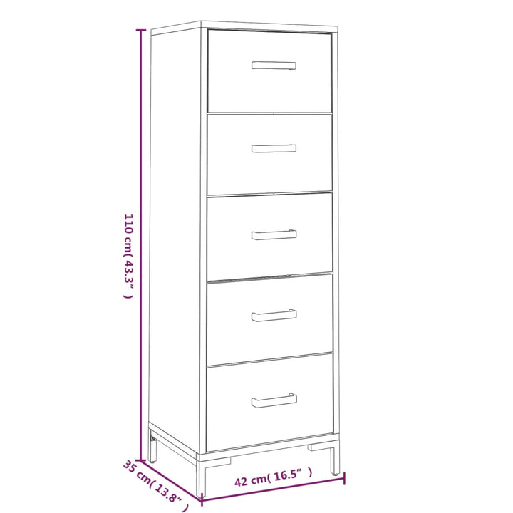 Ladekast 42x35x110 cm massief grenenhout