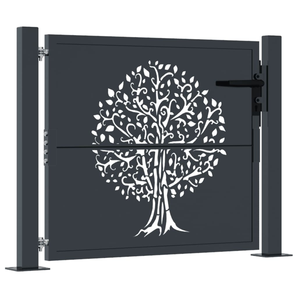 Poort 105x105 cm met boomontwerp staal antracietkleurig