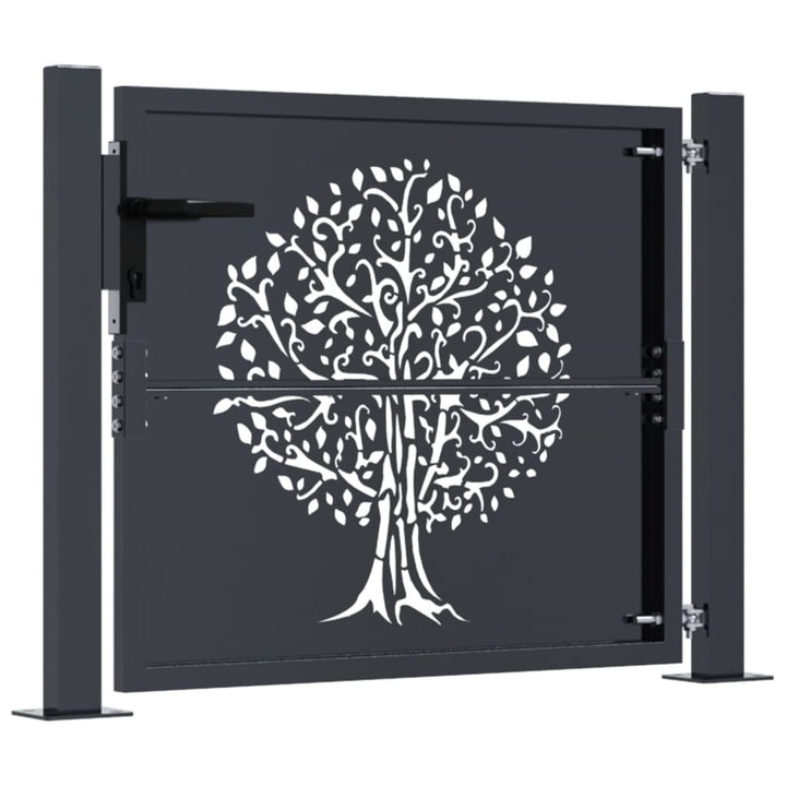 Poort 105x105 cm met boomontwerp staal antracietkleurig