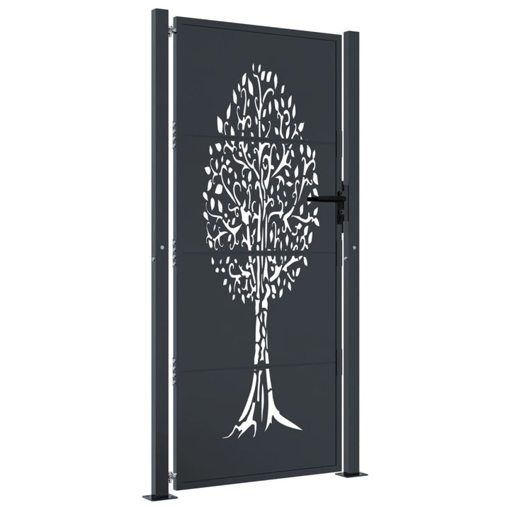 Poort 105x205 cm met boomontwerp staal antracietkleurig