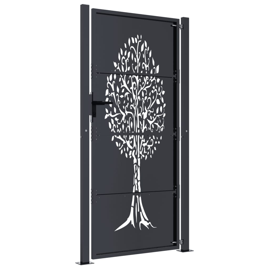 Poort 105x205 cm met boomontwerp staal antracietkleurig