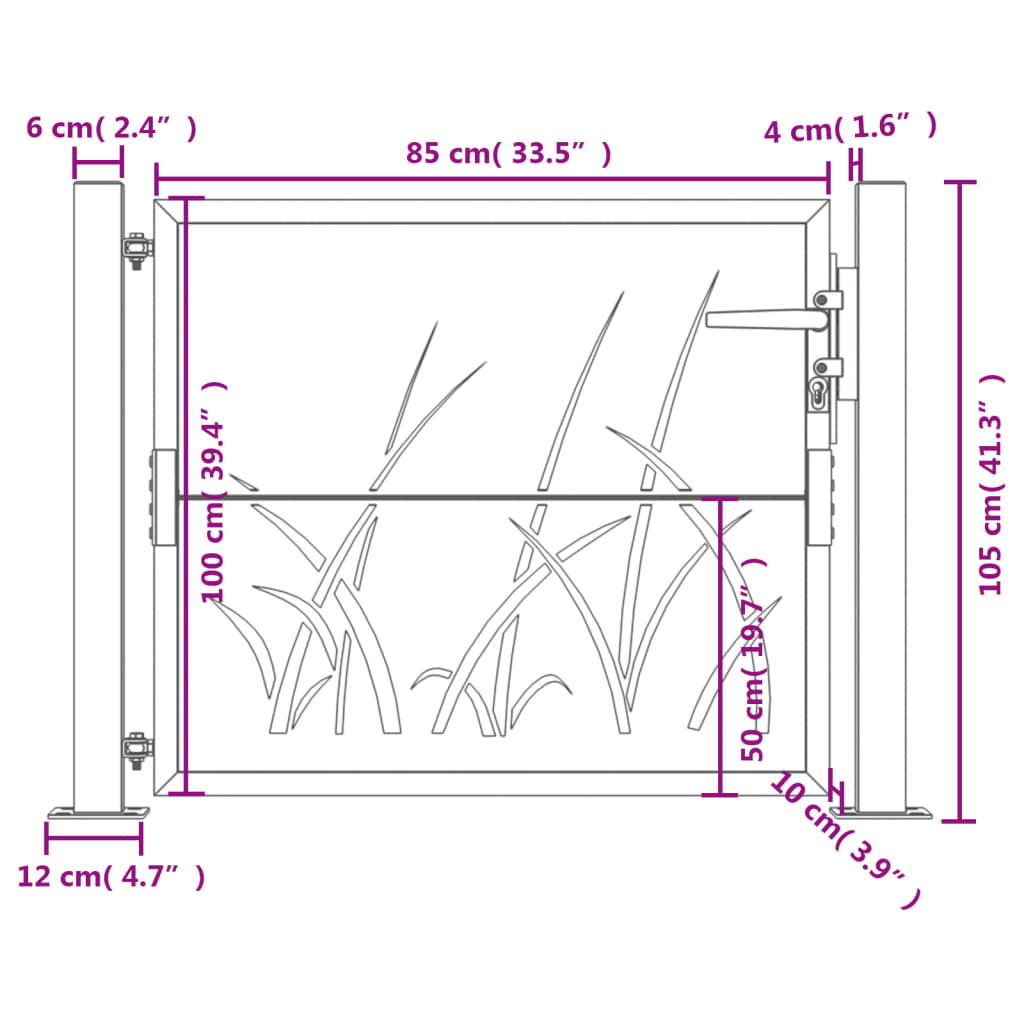 Poort grasontwerp 105x105 cm cortenstaal