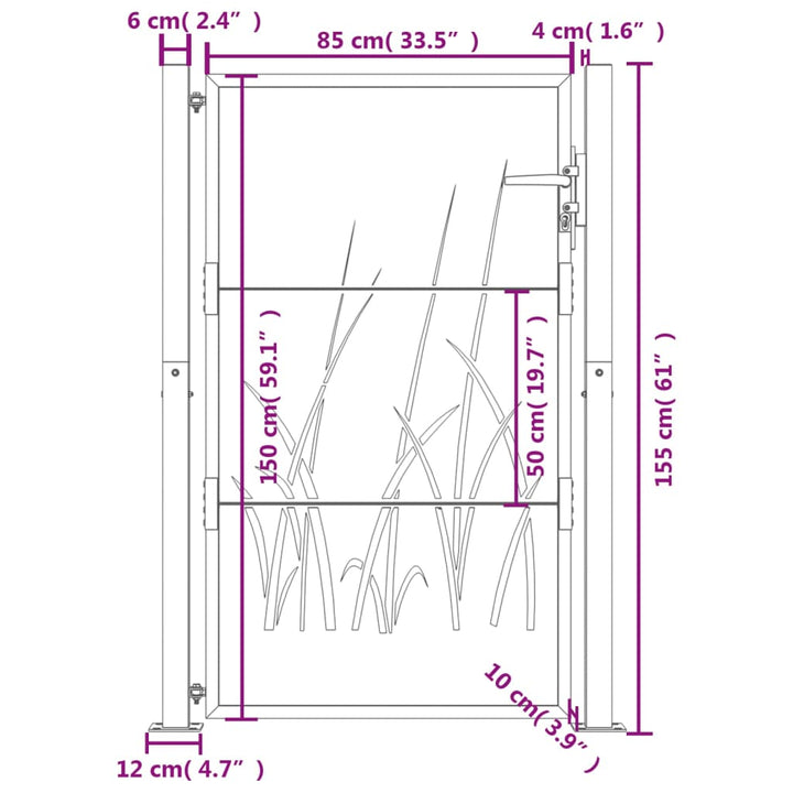 Poort grasontwerp 105x155 cm cortenstaal