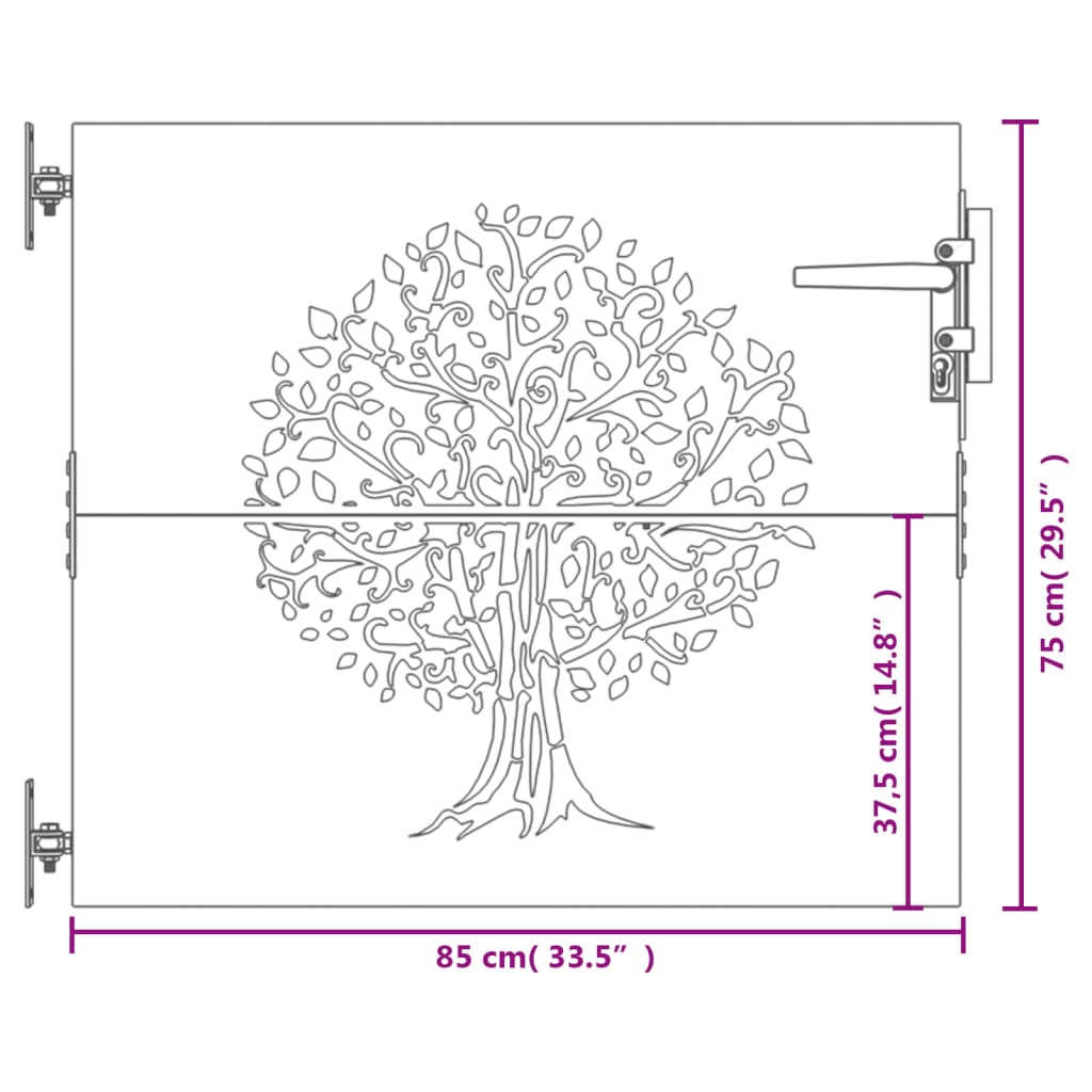 Poort 85x75 cm boomontwerp cortenstaal